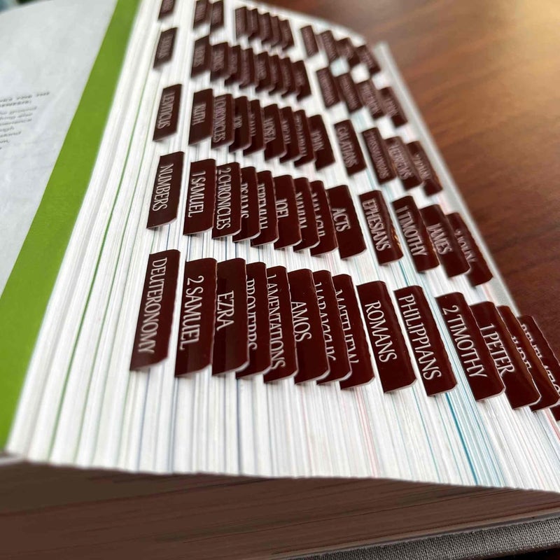 thinkor Reposition Laminated Bible Tabs, Large Print Stickers, Easy to Read & Apply Bible Tabs for Women & Man (Leather Color) - Image 3